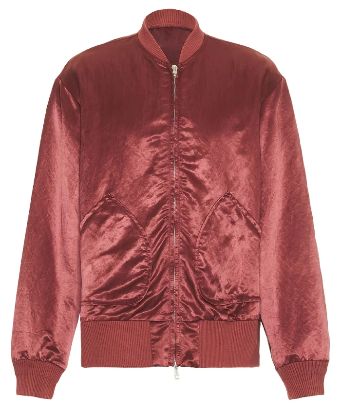 The Voice 2025 Michael Buble Red Satin Bomber Jacket - Image 2
