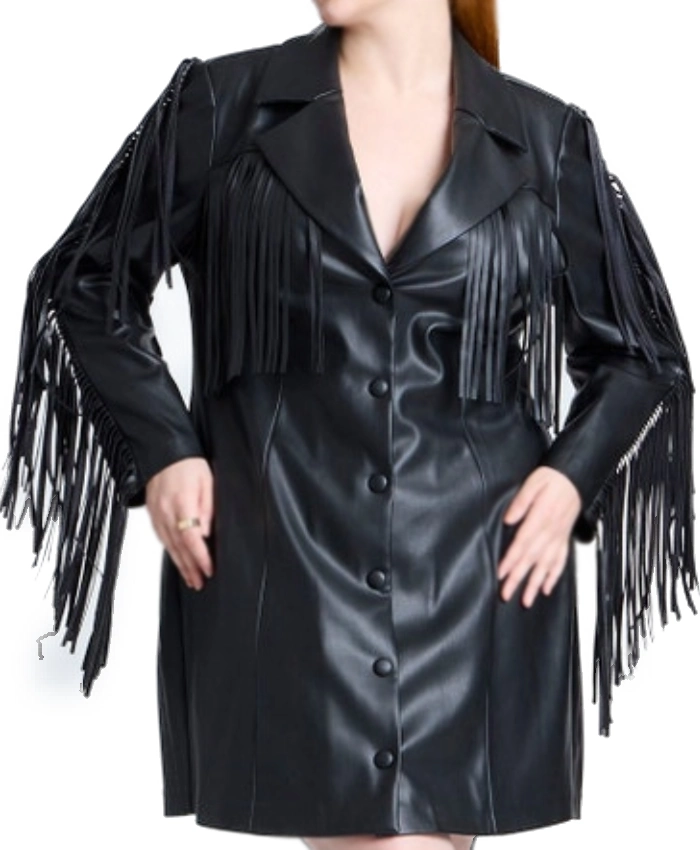 The Voice S28 Leather Fringe Blazer Dress
