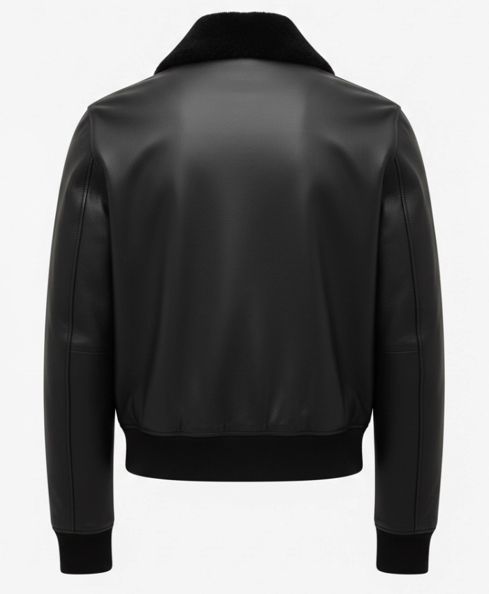 John Legend The Voice S29 Shearling-Collar Leather Jacket - Image 3