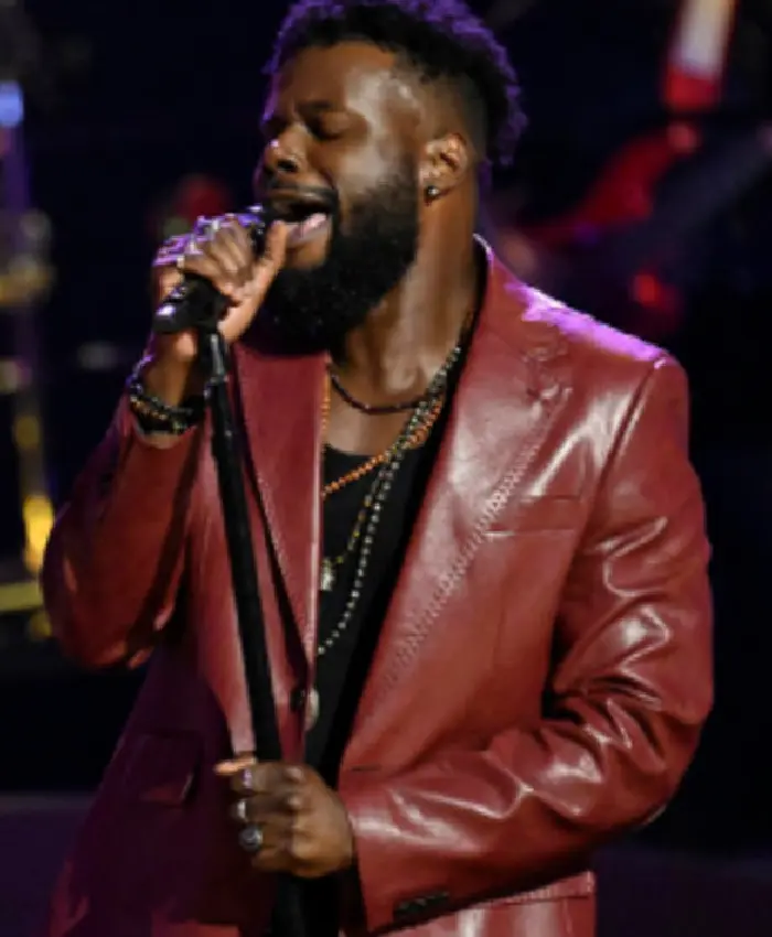 The Voice S29 Moses G Maroon Leather Blazer
