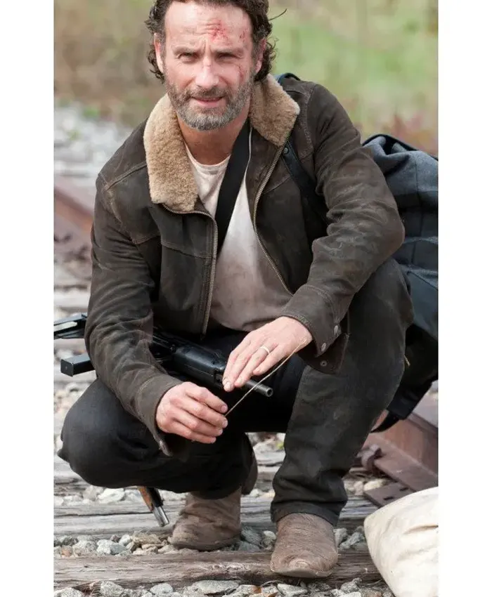 The Walking Dead 5 Rick Grimes Suede Leather Jacket 1