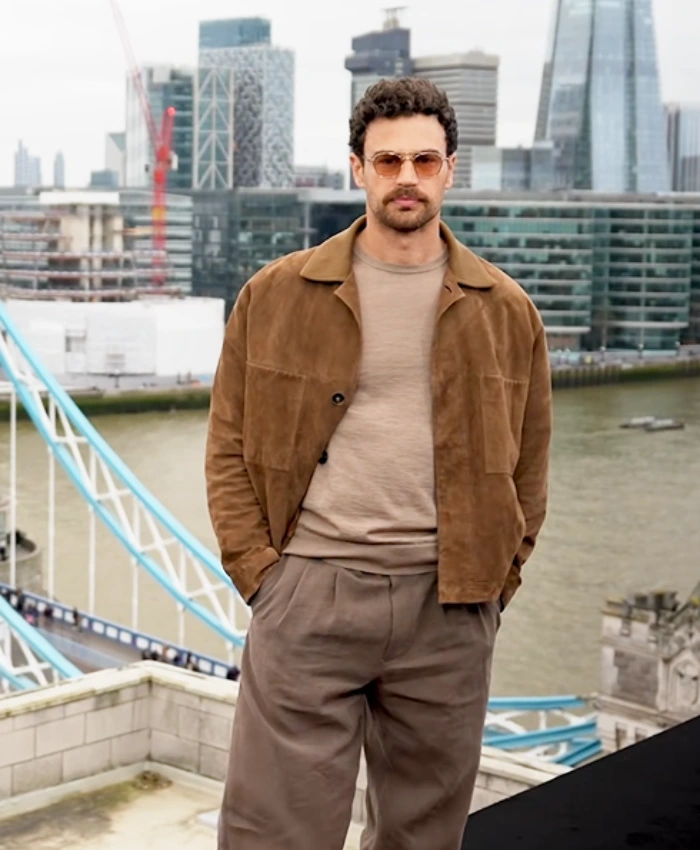 Theo James Press Junket Brown Suede Jacket - Image 3