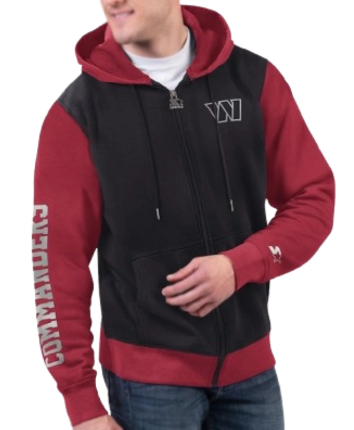 Thursday Night Gridiron Washington Commanders Starter Black And Burgundy Full Zip Hoodie