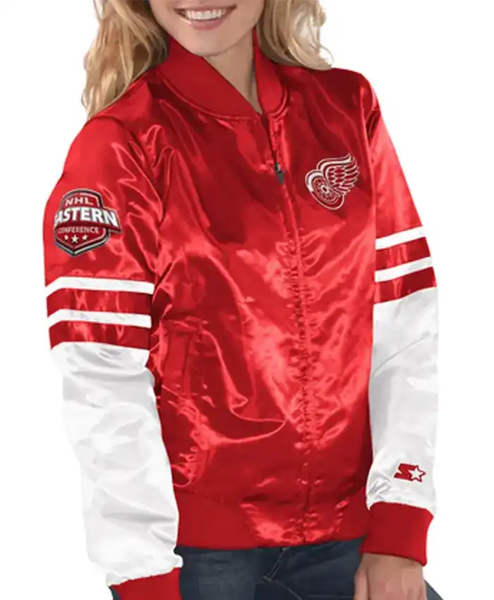 Tie Breaker Detroit Red Wings Red And White Varsity Jacket