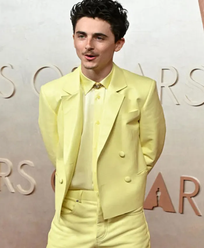 Timothée Chalamet 97th Oscars Leather Blazer