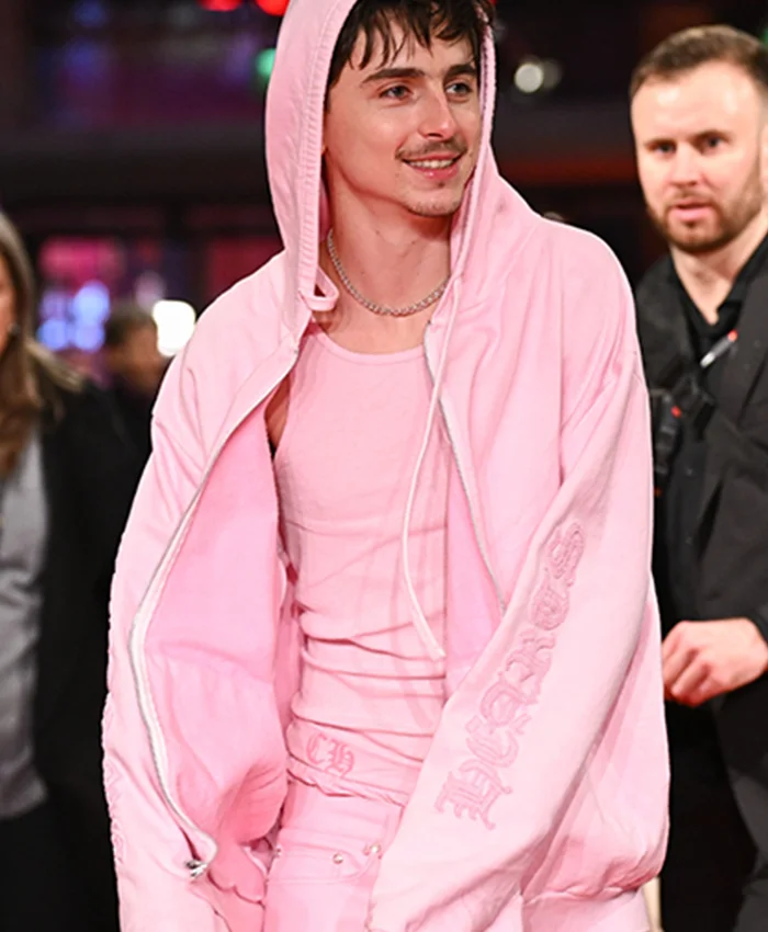 Timothee Chalamet Berlin Film Pink Hoodie