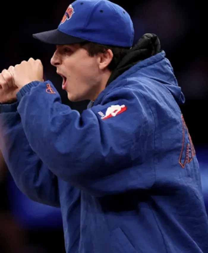 Timothee Chalamet Blue NY Knicks Hooded Jacket