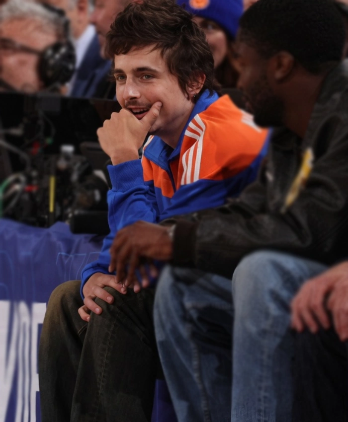 Timothee Chalamet Knicks Vs Hawks Courtside Jacket Sale