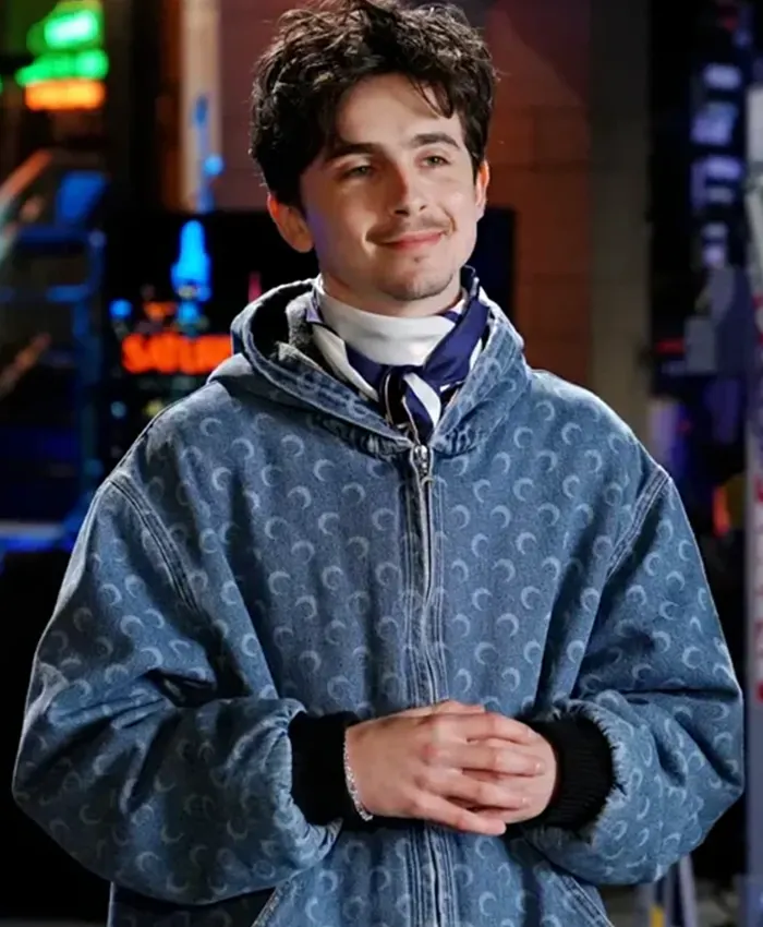 Timothee Chalamet Marine Serre Crescent Moon-Print Bomber Jacket