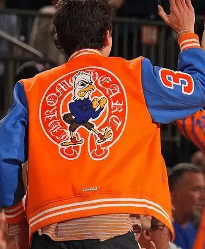 Timothee Chalamet NY Knicks Game Orange Jacket