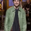 Timothee Chalamet SNL Green Leather Jacket