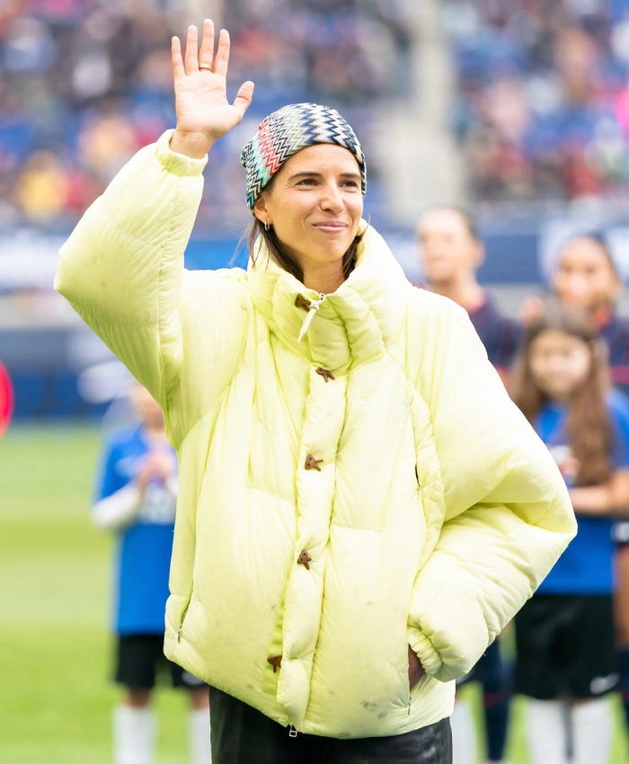 Tobin Heath SheBelieves Cup 2026 Neon Yellow Oversized Puffer Jacket