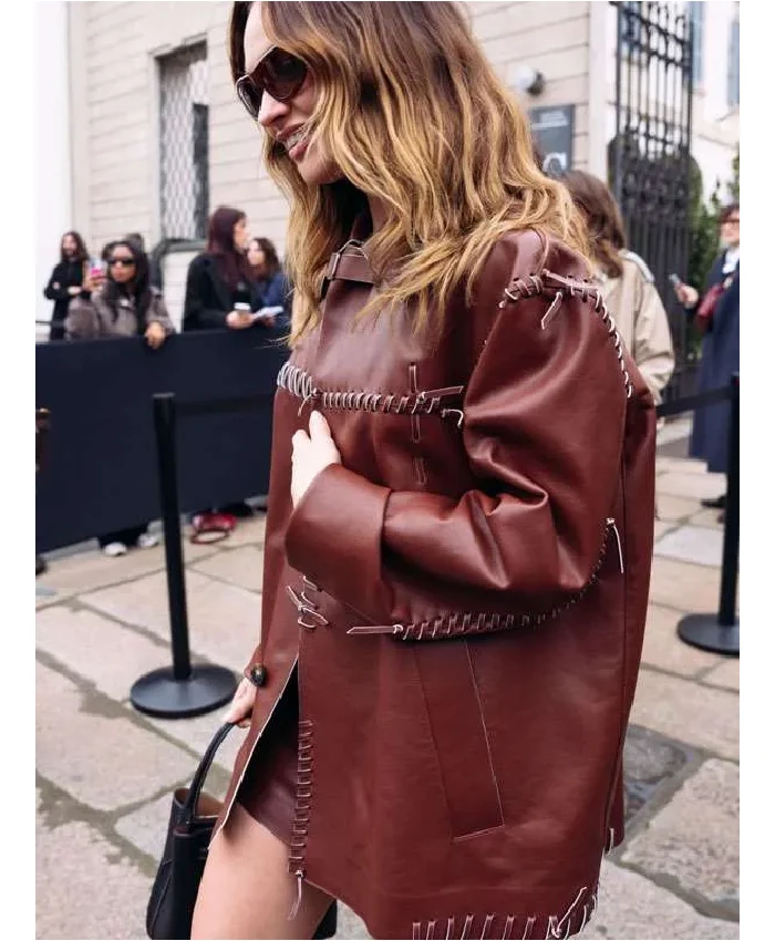 Tods FW26 Fashion Show Milan 2026 Lily James Brown Jacket