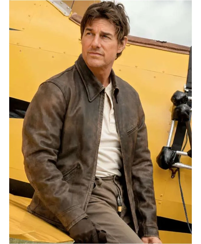 Tom Cruise Digger 2026 Rockwell Digger Brown Distressed Leather Jacket