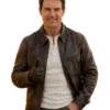 Tom Cruise Digger 2026 Rockwell Digger Distressed Leather Bomber Jacket