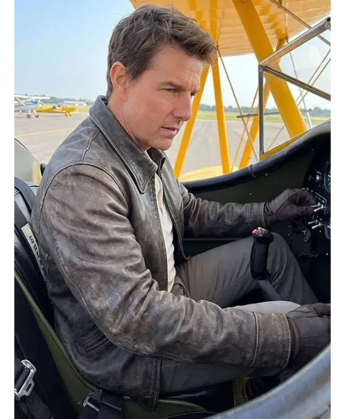 Tom Cruise Digger Rockwell Digger Brown Distressed Leather Bomber Jacket