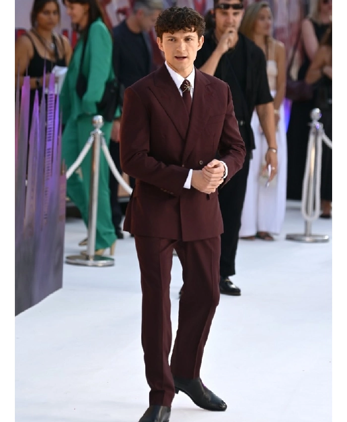 Tom Holland UK Premiere Burgundy Suit