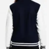 Toronto Blue Jays Logo Navy and White Varsity Jacket Women