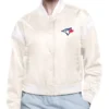 Toronto Blue Jays Printed Logo Cream Varsity Jacket