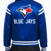 Toronto Blue Jays Teddy Blue Varsity Satin Jacket Women
