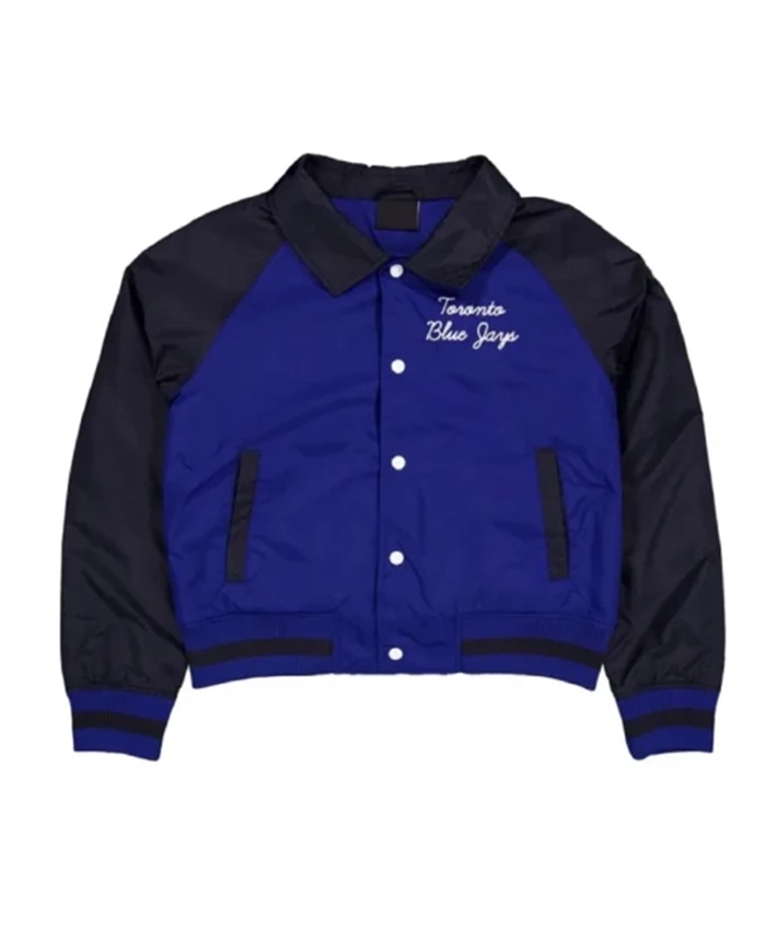 Toronto Blue Jays Throwback Blue And Black Varsity Jacket