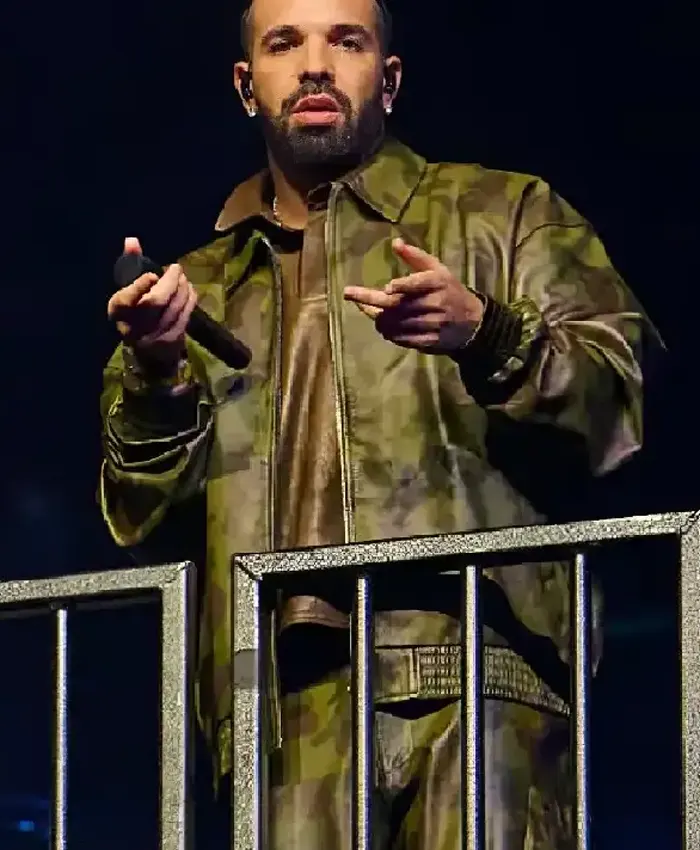 Toronto Drake Camo Leather Jacket Front