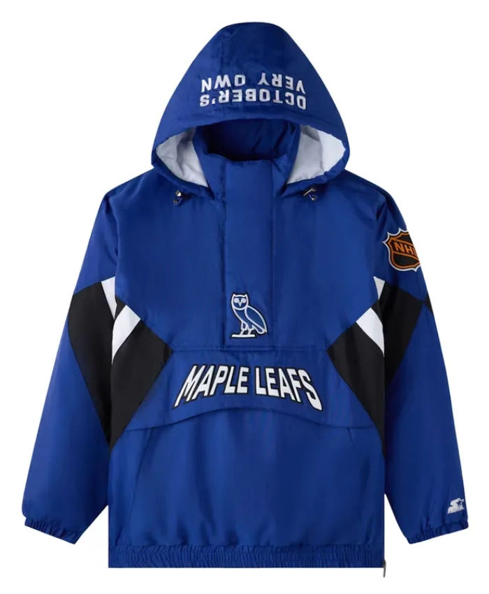 Toronto Maple Leafs OVO Hooded Half Zip Blue Jacket