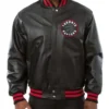 Toronto Raptors Black Leather Varsity Jacket