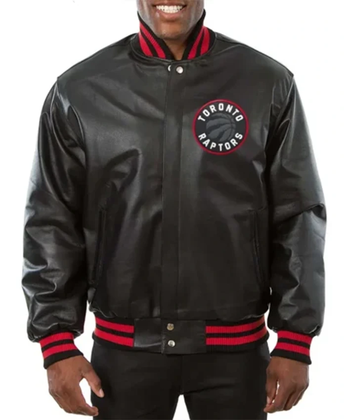 Toronto Raptors Black Leather Varsity Jacket