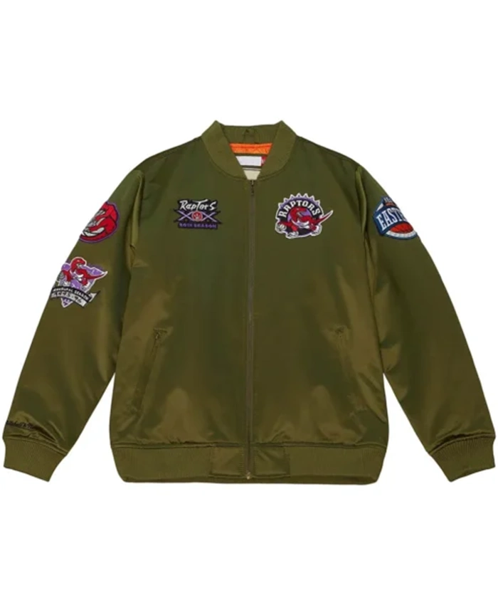 Toronto Raptors Flight Green Vintage Bomber Jacket