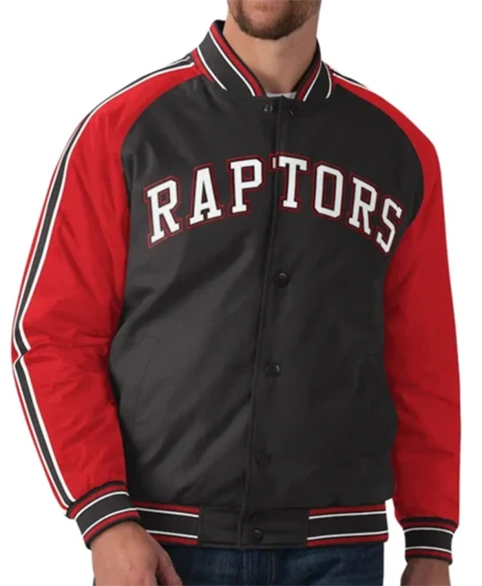 Toronto Raptors Red And Black Striped Varsity Jacket