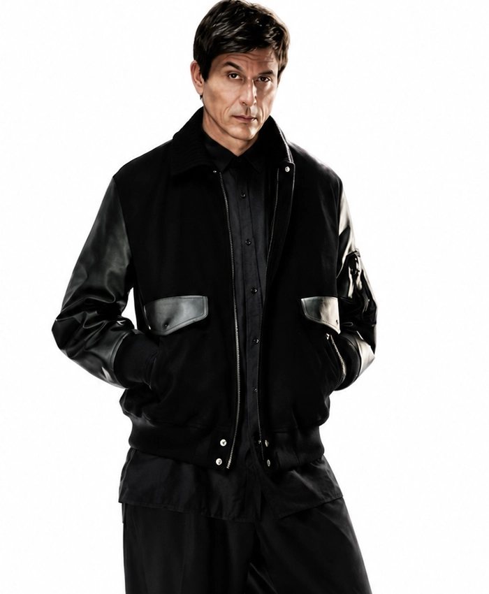 Toto Wolff 2026 Y 3 Mercedes F1 Black Aviator Leather Jacket