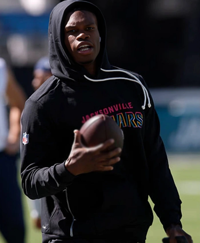 Travis Hunter Jacksonville Jaguars Coach 2025 Black Crucial Catch Sideline Hoodie