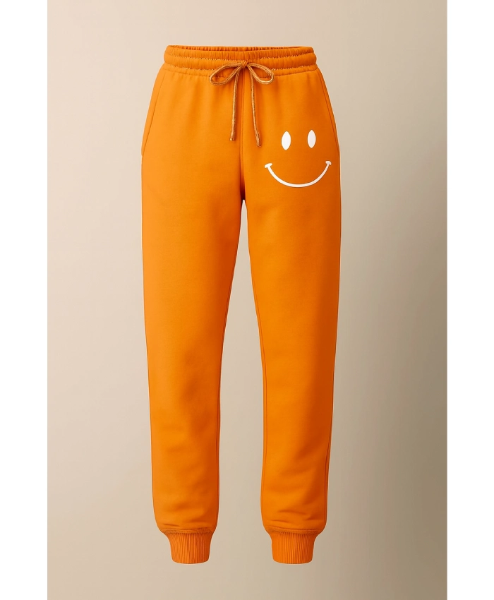 Trendy Smiley Face Graphic Orange Tracksuit Trouser For Men And Women