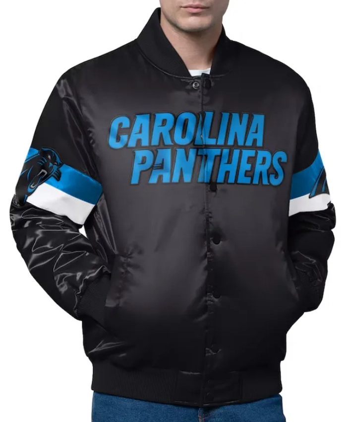 Triple Option Carolina Panthers Full Snap Varsity Satin Jacket