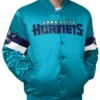 Triple Option Charlotte Hornets Teal Full Snap Varsity Satin Jacket