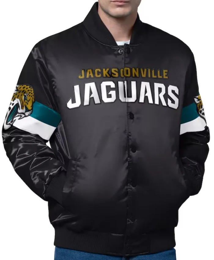 Triple Option Jacksonville Jaguars Full Snap Varsity Satin Jacket
