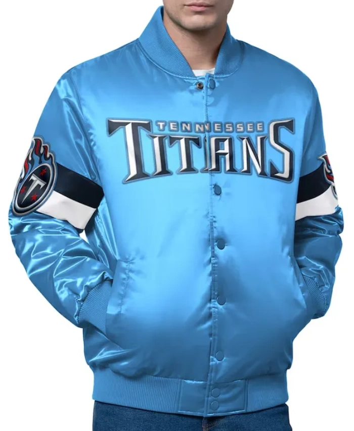 Triple Option Tennessee Titans Full Snap Varsity Satin Jacket