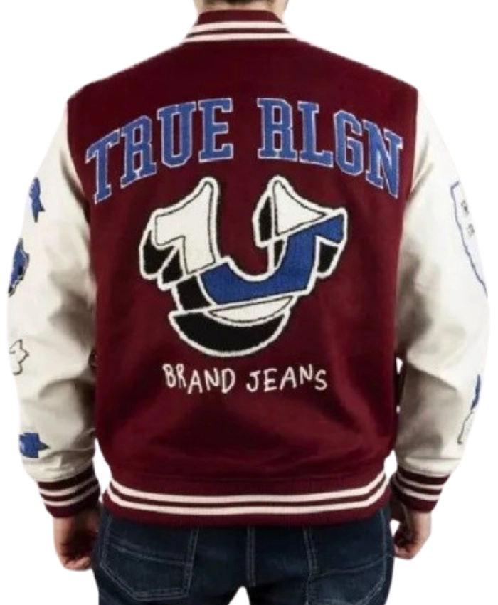 True Religion Maroon Varsity Jacket