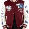 True Religion Sliced Maroon Letterman Varsity Jacket