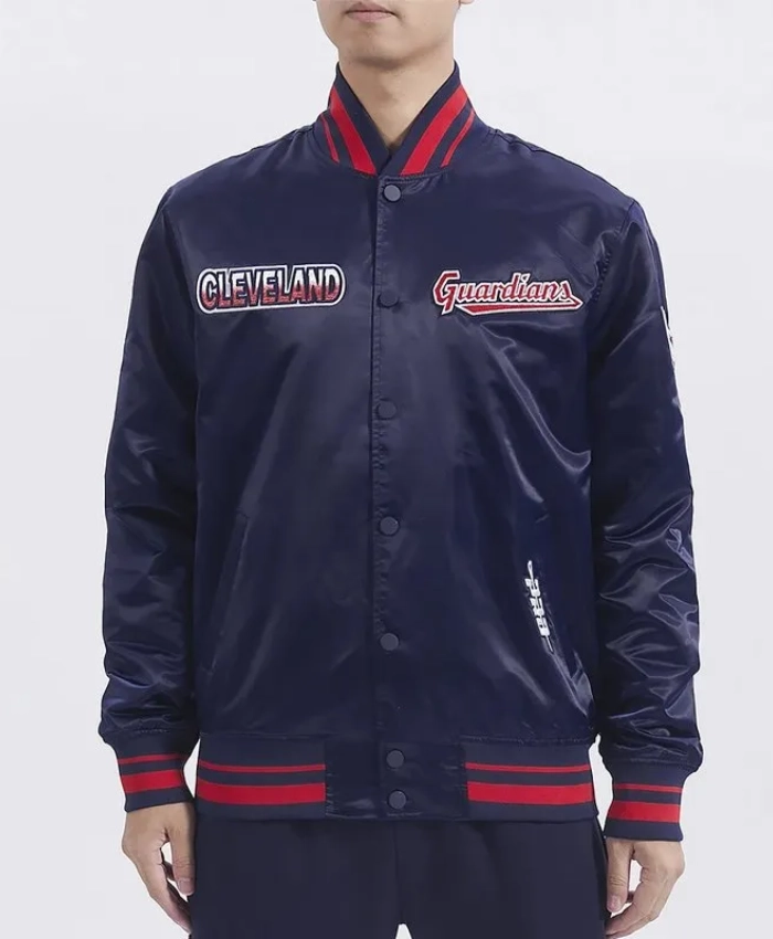 Turn It Up M Classic Rib Cleveland Guardians Navy Satin Jacket