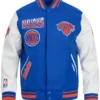 Turn It Up New York Knicks Wool Royal And White Varsity Jacket