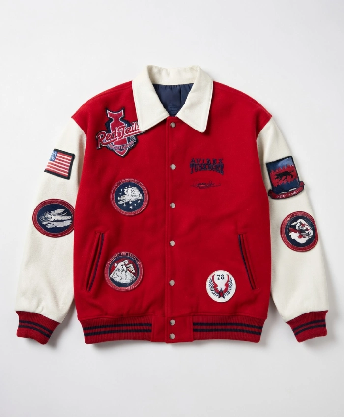 Tuskegee Avirex Red And White Tails Varsity Letterman Jacket