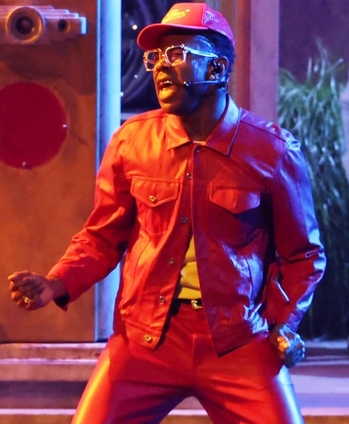 Tyler The Creator Grammy 2026 Red Leather Jacket