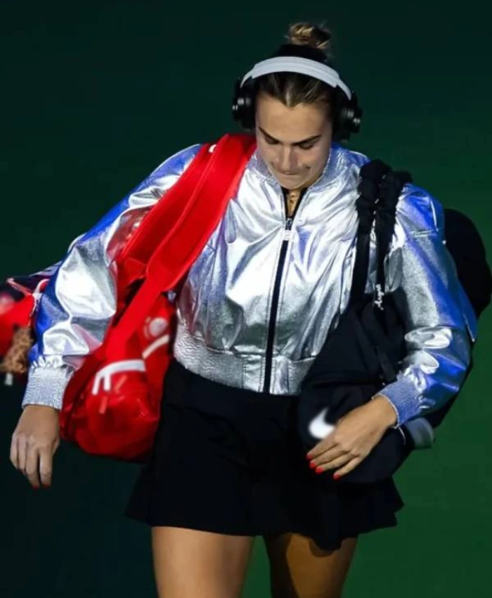 US Open 2025 Aryna Sabalenka Silver Crop Jacket