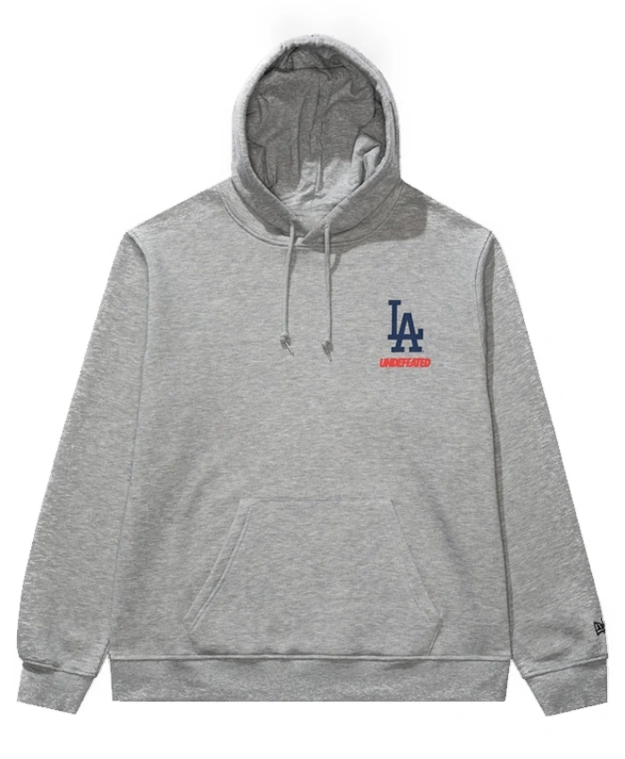 Undefeated X New Era X Lon Angeles Dodgers Stacked Logo Grey Hoodie
