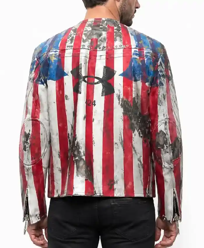 Under Armour x 424 American Flag Leather Jacket Men