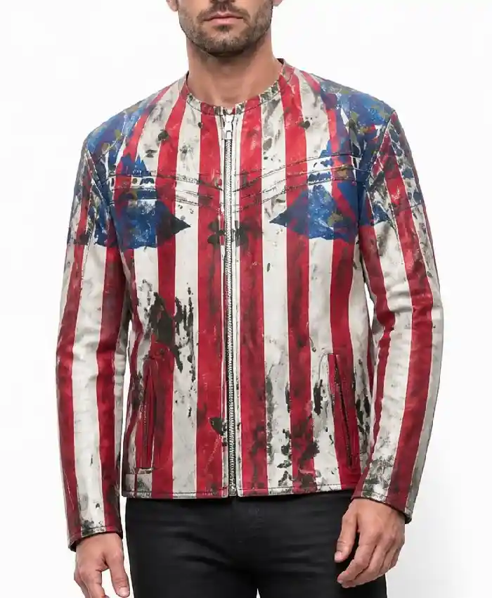 Under Armour x 424 American Flag Leather Jacket Mens