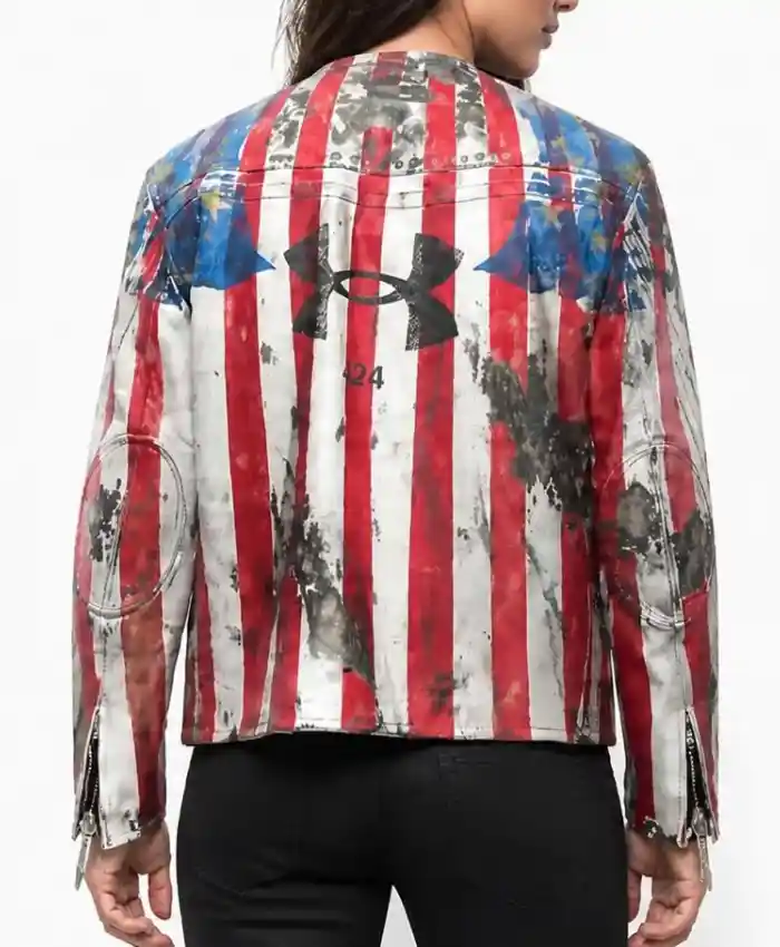 Under Armour x 424 American Flag Leather Jacket Women