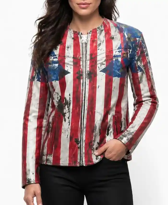 Under Armour x 424 American Flag Leather Jacket Womens